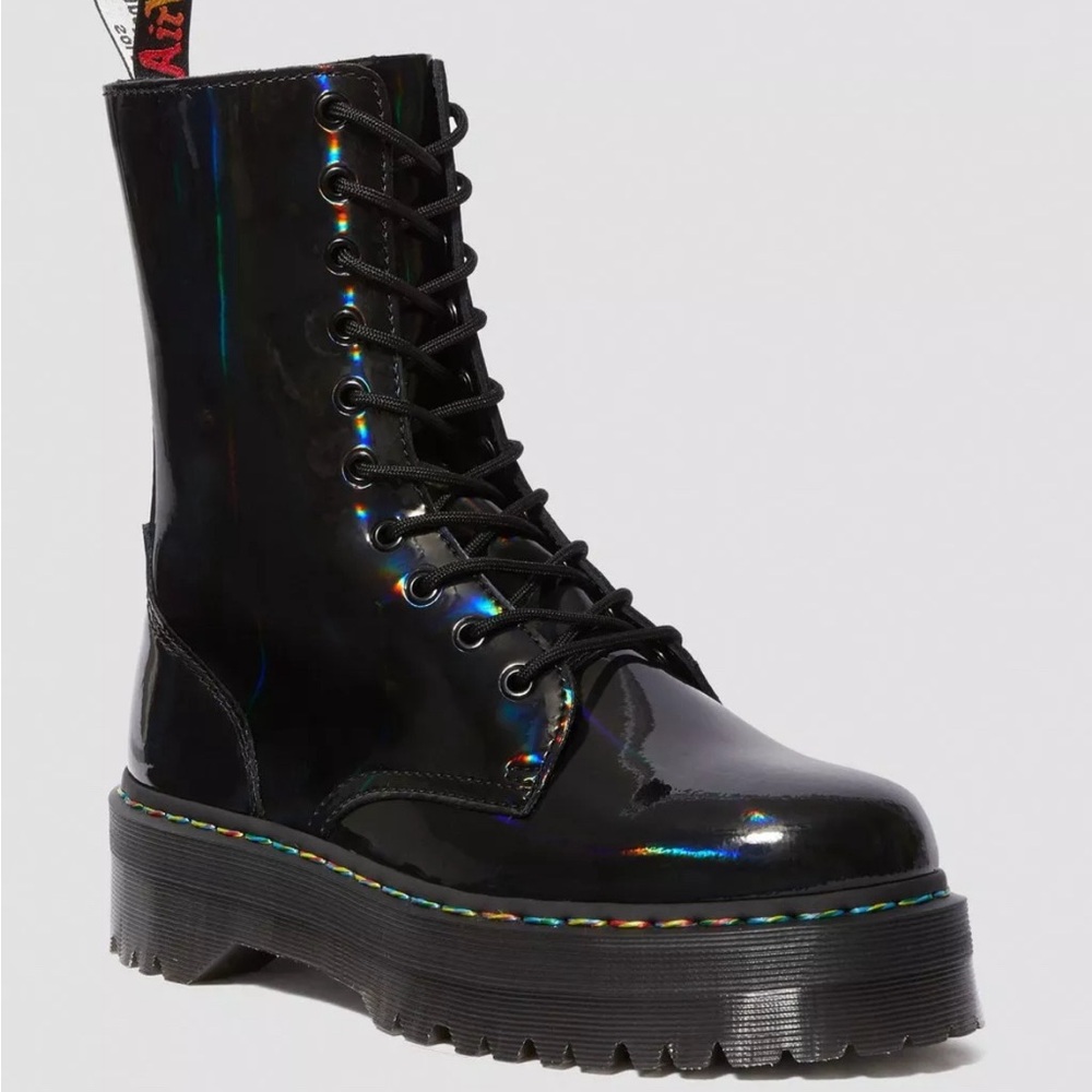 JADON HI RAINBOW PATENT PLATFORM BOOTS